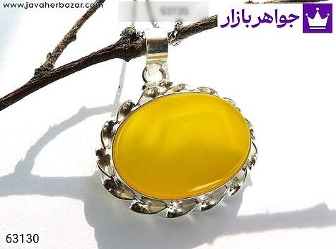 مدال نقره عقیق زرد دست ساز [شرف الشمس] - 63130